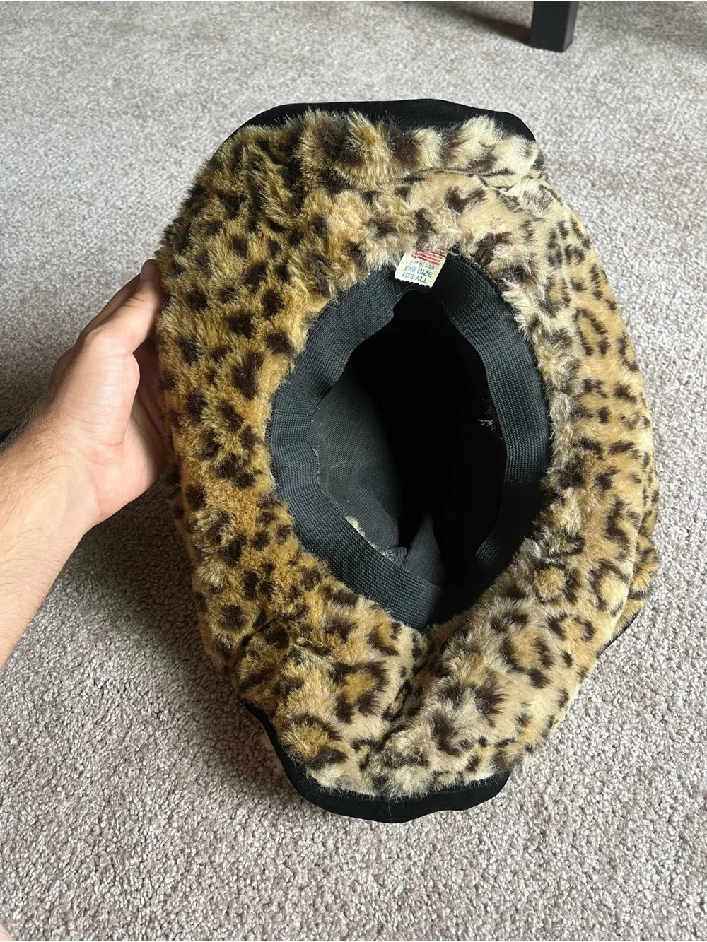 VTG 90’s Faux Fur Leopard Print Cowboy Hat - Picture 5 of 6